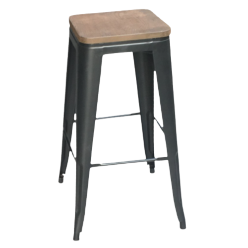 Tabouret métallique noir industriel 