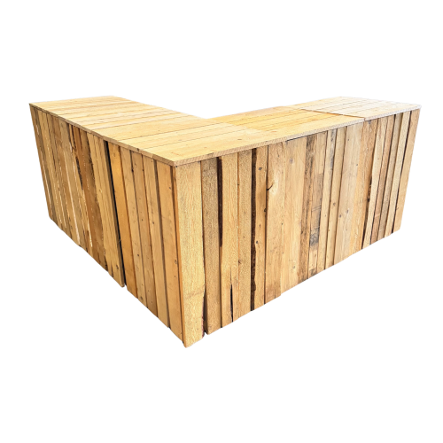 Buffet industriel habillage bois en L