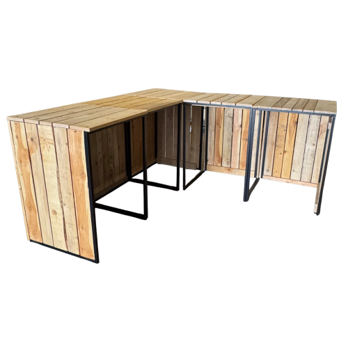 Buffet industriel habillage bois en L