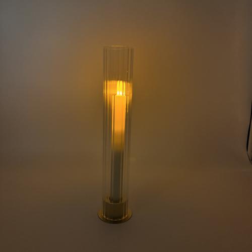 Bougeoir doré strié lou H30 cm 