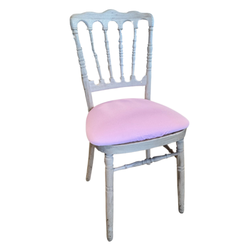 Chaise Napoléon bois brut galette rose