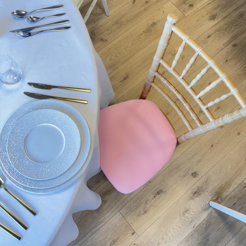 Chaise Chivari bois cérusé galette rose