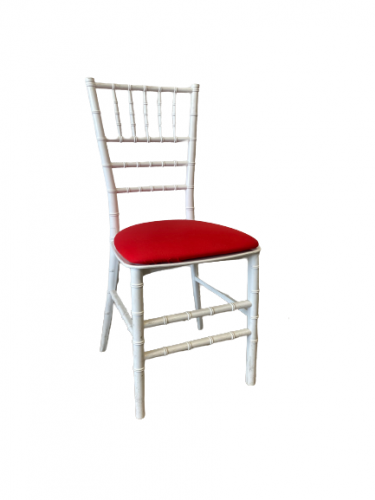 Chaise Chivari blanche galette rouge