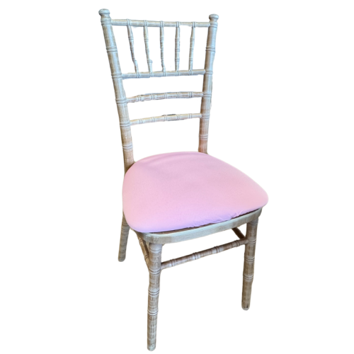 Chaise Chivari bois cérusé galette rose