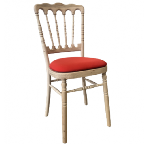 Chaise Napoléon bois brut galette rouge 