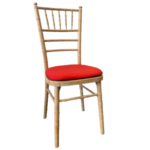 Chaise Chivari bois cérusé galette rouge